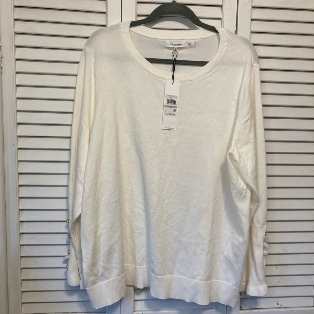 NWT Calvin Klein White Pullover Sweater Size 1X